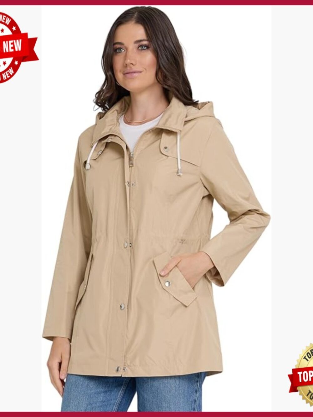 Waterproof Hooded Rain Jacket Anorak Windbreaker Plus Size XS-3X